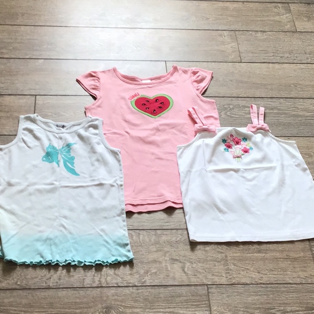 Kids' Pink Watermelon and White Floral Tops Set